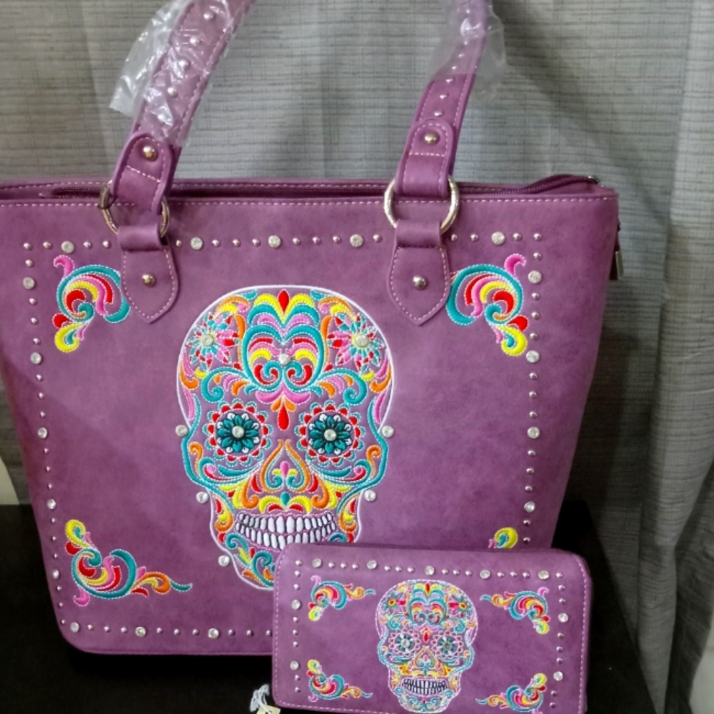 Sugar skull purse and wallet